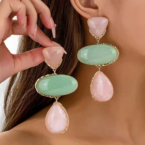 New Luxury High-end Design Earrings, Natural Stone Fashion Earrings, Unique Colored Zircon Versatile Statement Earrings.