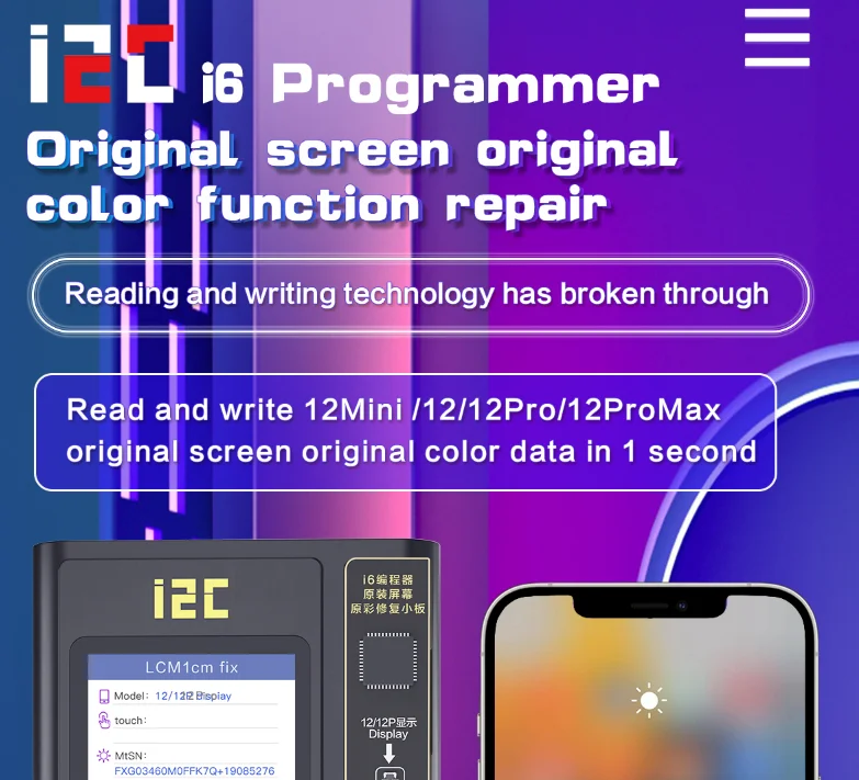 i2C i6S Intelligent Programmer For iPhone 6-14 ProMax Face ID Battery Screen Original Color True Tone Function Dot Matrix Repair