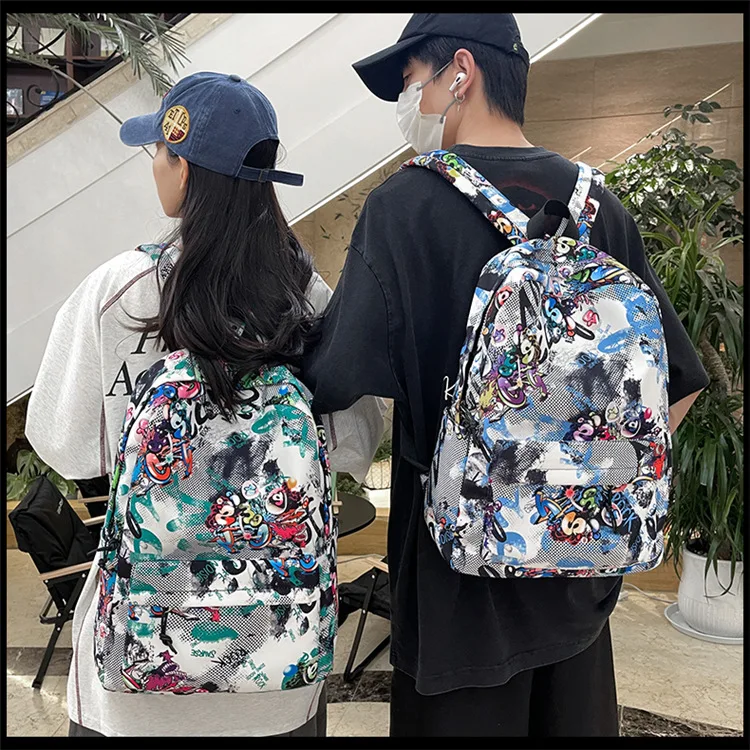 Backpack High-appearance Graffiti Double Shoulder Bag Youth Sch, Wholesale & OEM/ODM Welcome