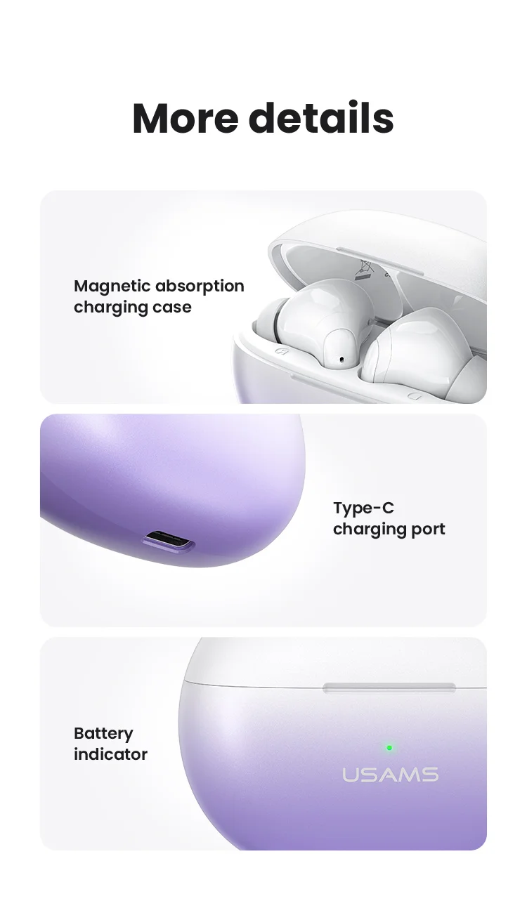 USAMS US-XD19 Dual-Mic ENC TWS Earbuds Price In Pakistan - Foto 6