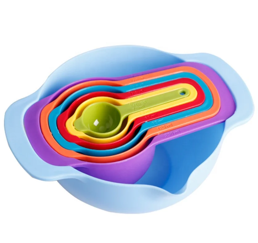 Mixing Bowl Adjustable Baking Colorful Measuring Spoon Set 10 Pcs Set Plastic Measuring Cup
