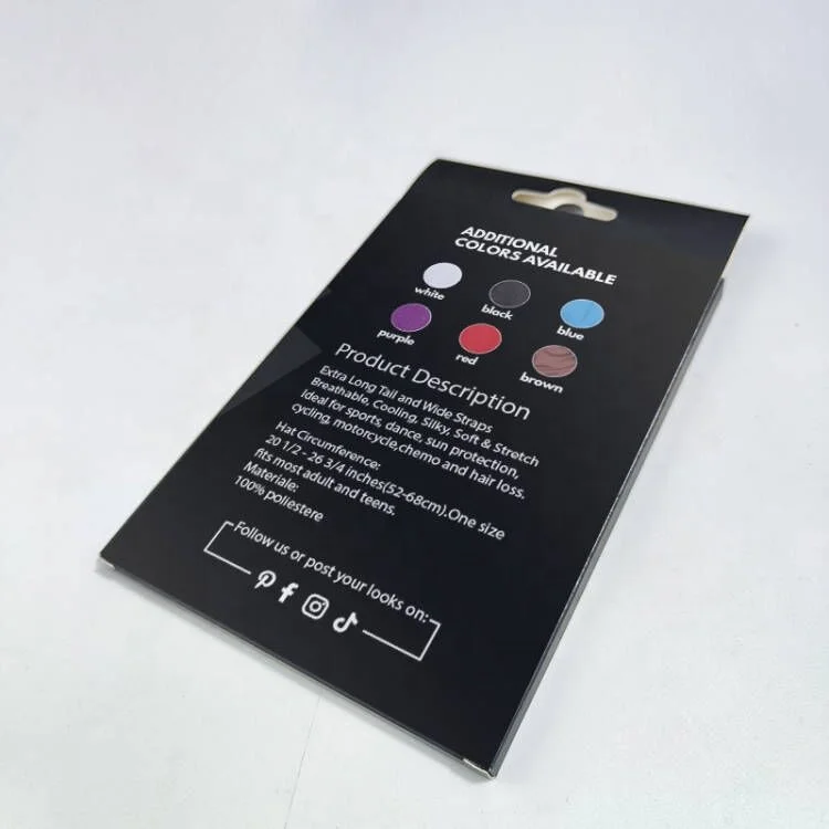 Custom Logo Durag Satin Lined Bonnet Folding Paper Gold Stamping Matt Lamination Embossing Handkerchief Storage Personal Care