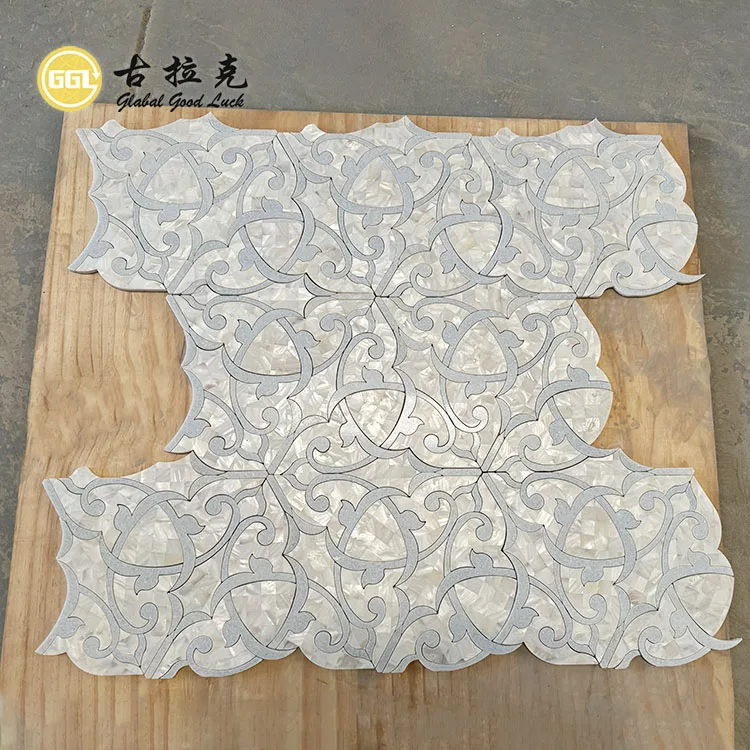 Century White Marble Mix Shell Mosaic Tile Wall Floor Kitchen Backsplash Tile Mosaic for Bathrooms