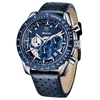 6 Blue Dial Blue Strap -- Leather Belt