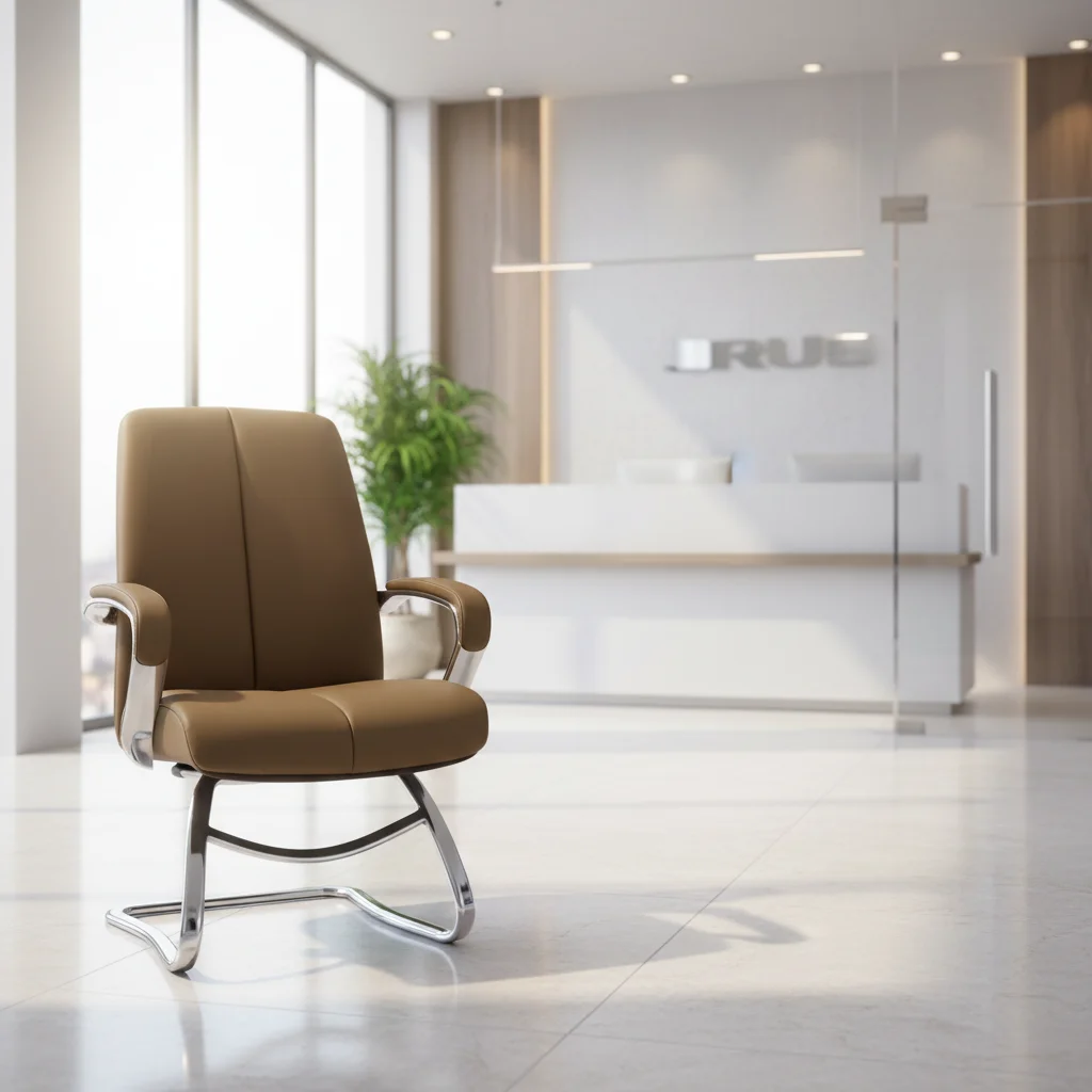 Modern Curved Frame Managers Chair Chrome Finish Decor Corporate Lobby Furnishing 5