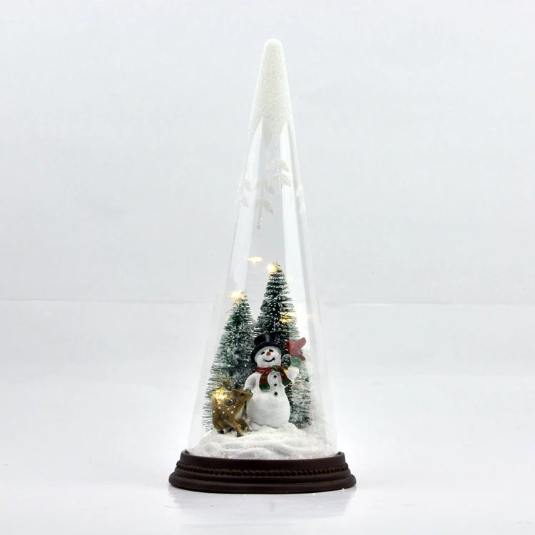 Popular Product Multi Color Magic Light-Up Christmas Glass Tree Cone For Home Decoration