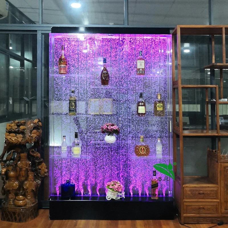 Home bar Furniture Color Changing Led Lighting Water Bubble Wall Decor Wine Display Cabinet