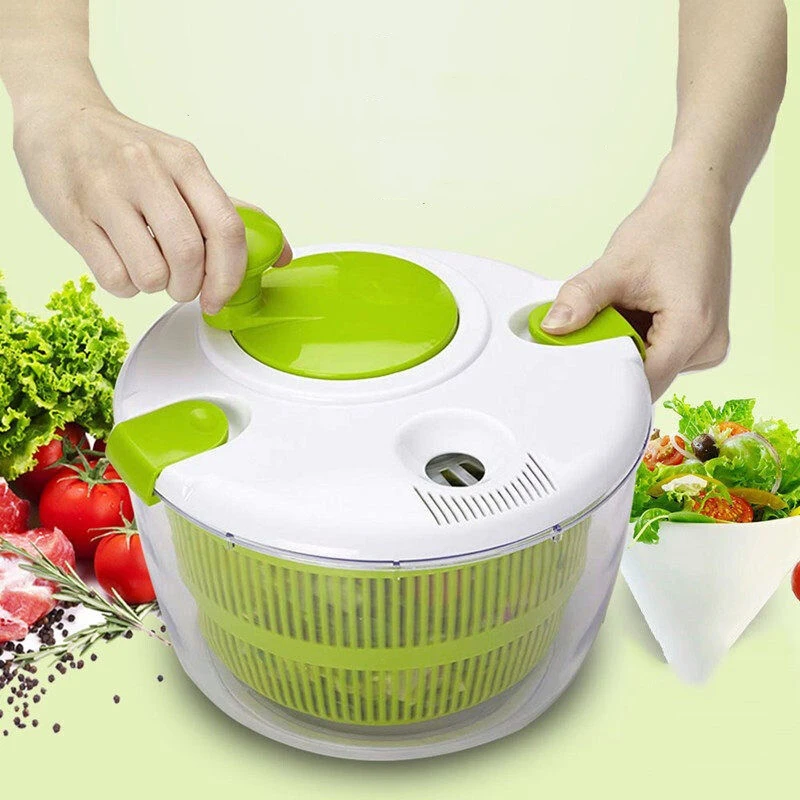 Hot Salad Spinner Manual Rotating Draining Basket Salad Veggies Shake Dry Basin Two Pieces Pasta Strainer
