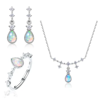 Newest arrival top selling silver jewelry 925 synthetic opal London opal jewelry sets