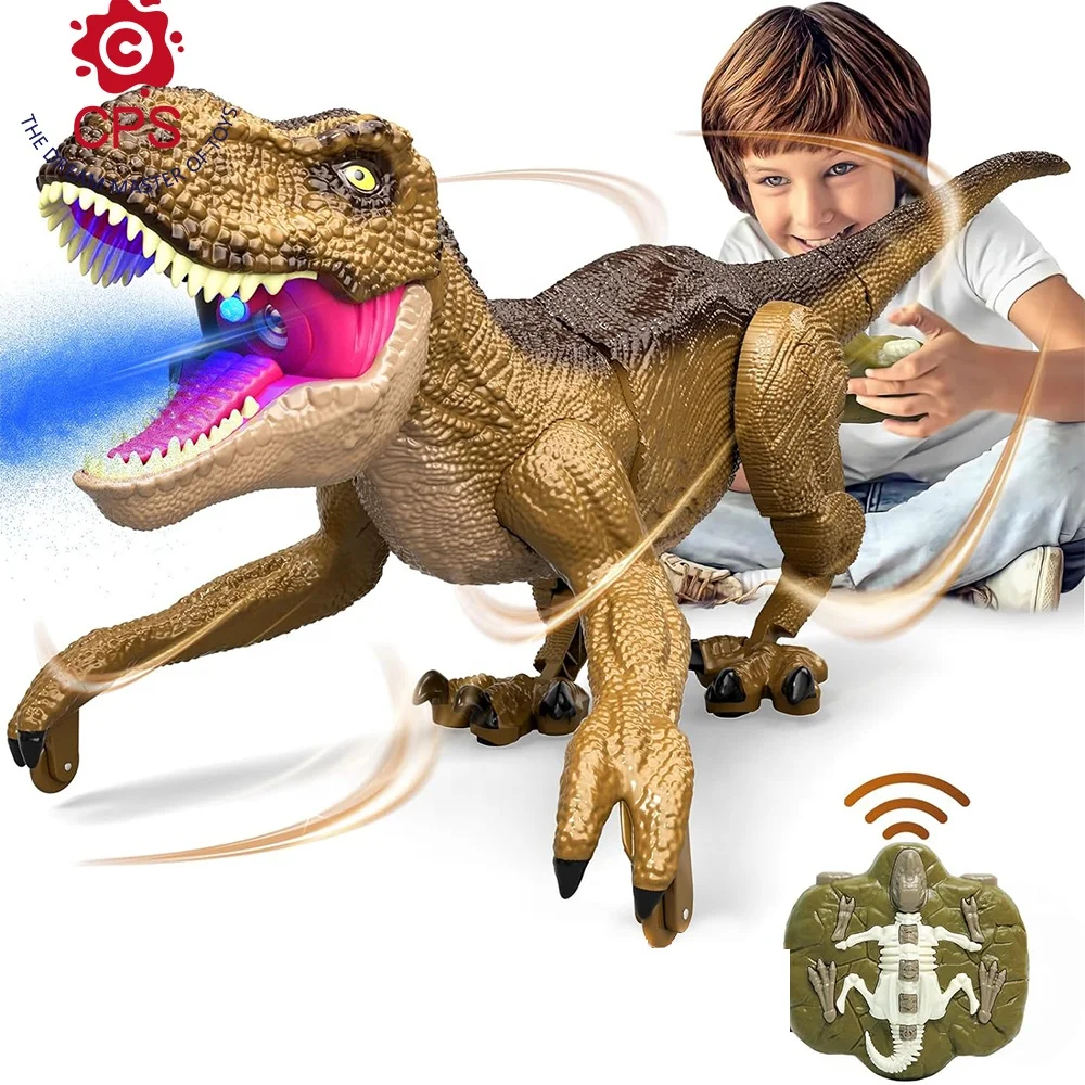 Gesture Sensing Remote Control Dinosaurs Rechargeable Walking T-rex Toys  with Mist Spray Rc Robot Dinosaur Toys