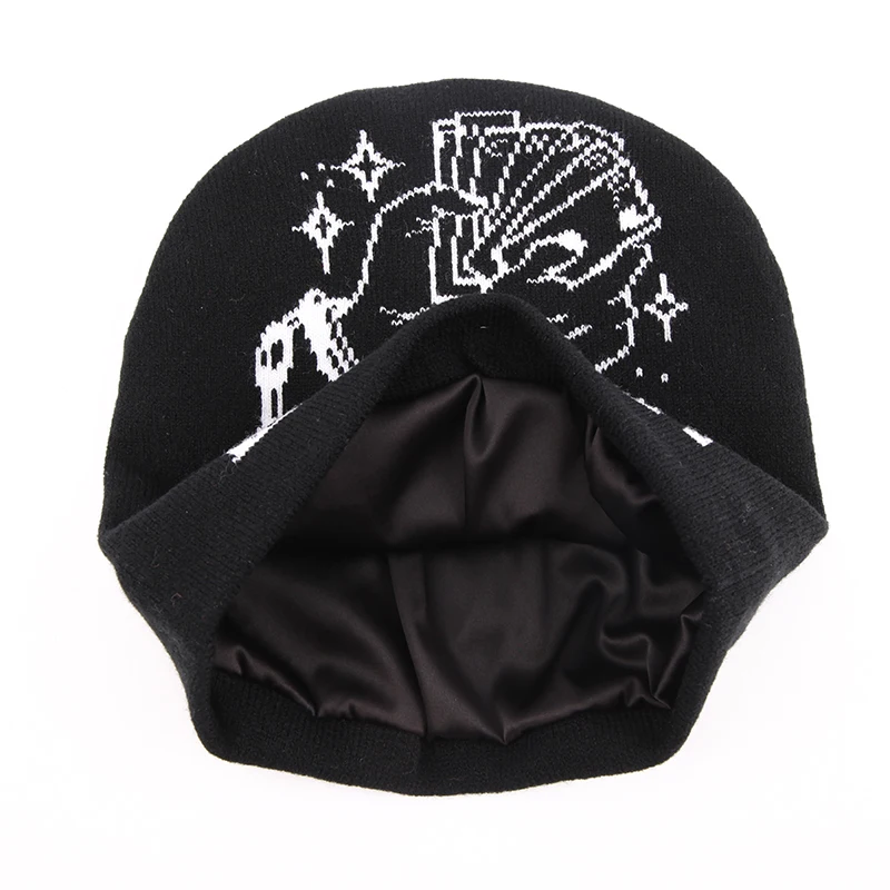 Beanie Manufacturer Winter Knit Hat Solid Color Silk Satin Lined