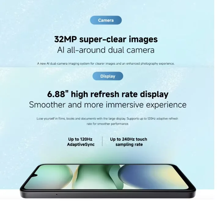 Wholesale for Xiaomi Redmi A5 Smartphone 6.88 Display 32MP AI Dual Camera 5200mAh Battery 15W Fast Charging