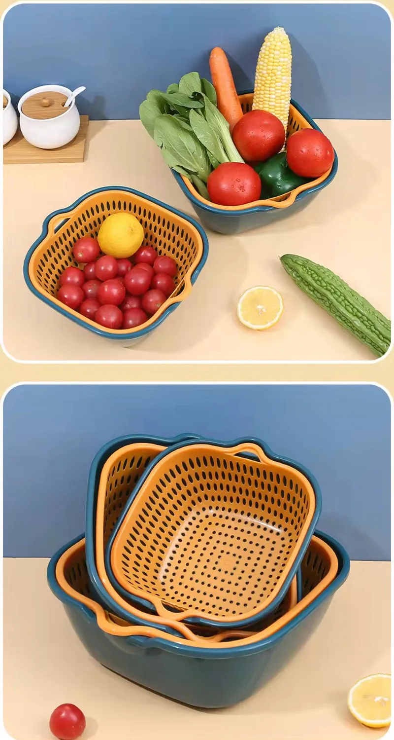 Nordic Simple Style Multipurpose 6pcs Smart Kitchen Basket Double