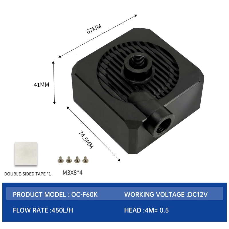 OCOCOO F60K 12V DC Computer Water Cooling Pump Low Pressure PC Manual Speed & Temperature Control OEM Customized Support