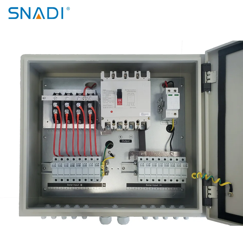 PV Combiner Box IP65 lightning protection PV Array 6 in 2 Out 250VDC DC Solar Combiner Box
