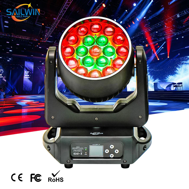 SAILWIN Factory DMX 19*15W LED RING RGBW ZOOM Moving Head Light
