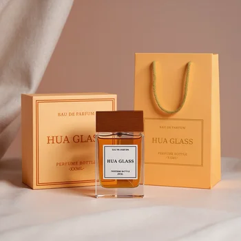 Empty High Quality Customize Luxury Square Glass Perfume Bottles 100ml Custom Fragrance Bottle With Box Packaging and Wood Cap