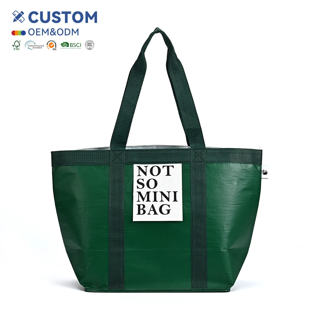 Hot Selling Custom Logo Packaging Eco-Friendly RPET Black Printed Handles Backpack Wholesale Shopping Bags