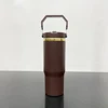 Vaso con pajita abatible para chocolate, chapado en oro, 30 oz