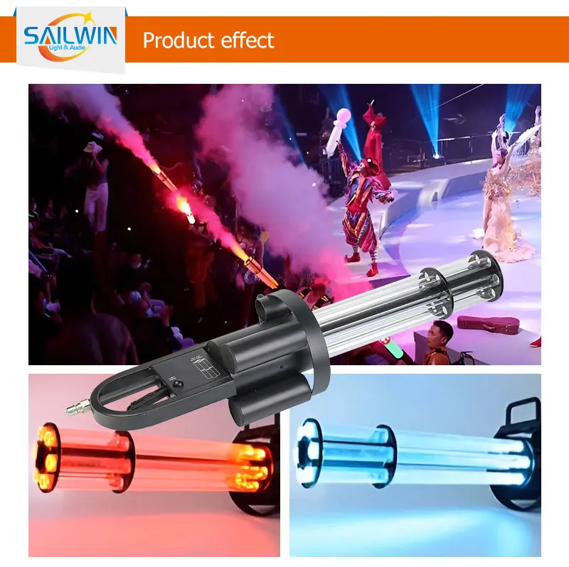 Sailwin LED CO2 Gun RGB Jet Cannon Gun Six dots Cryo Machine Special Effect Jet Gatling Gun fog machine For DJ Disco party