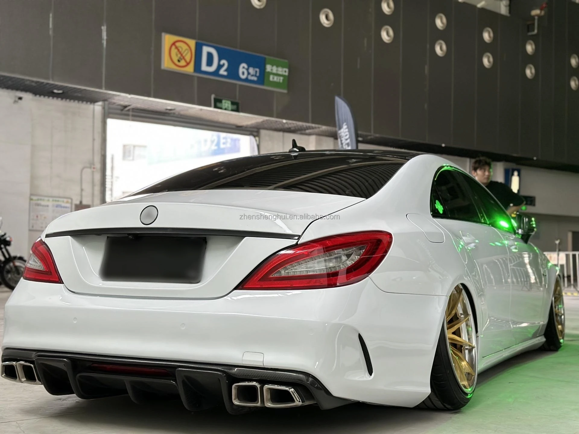 PSI Carbon Fiber Rear Bumper Diffuser Add-On For 2006-2010 Mercedes W219 CLS55 / CLS63 AMG