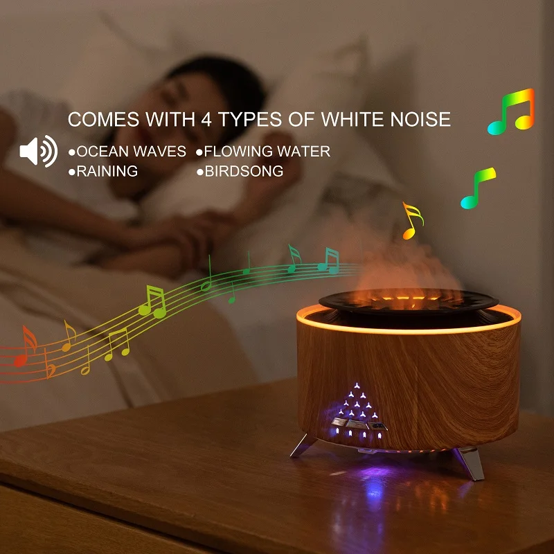 Hot Selling Tabletop Volcano Diffuser Difusor Oil Reup Remote 350ml Aroma Air 350Ml Jellyfish Spray Fire Flame Humidifier