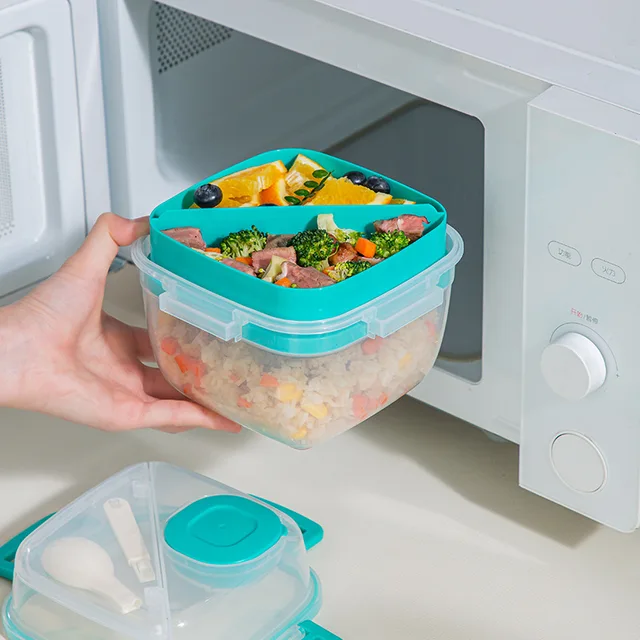 ODM/OEM Large Capacity Portable Dual Lunch Picnic Box Insulated Crisper for Fruit Salad Cute Insulated Sealed Crisper Double