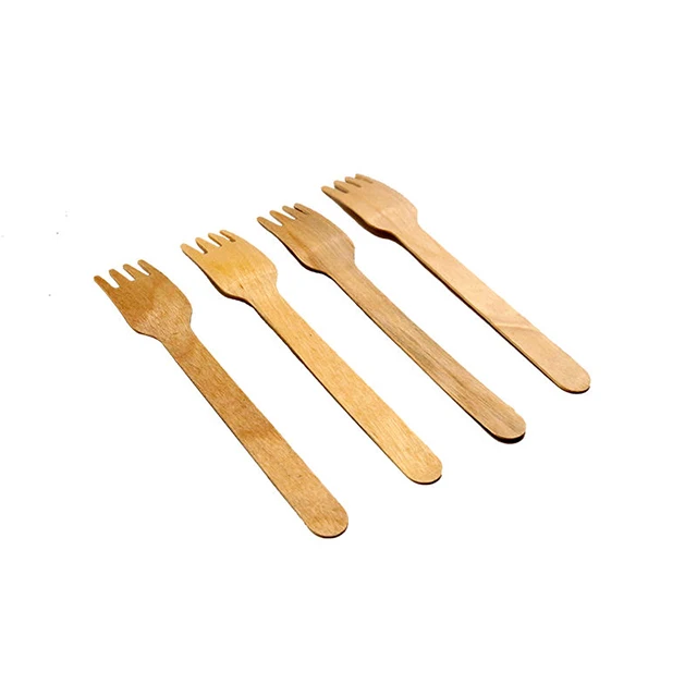 High Quality Disposable Mini Printed Birch Solid Wooden Forks Teeth Spoons Knife