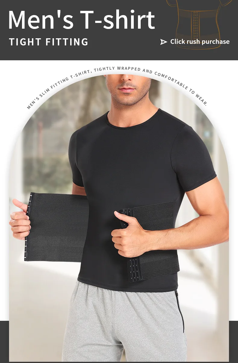 Men Shapewear Compression Shirts Undershirts Slimming Body Shaper Waist ...