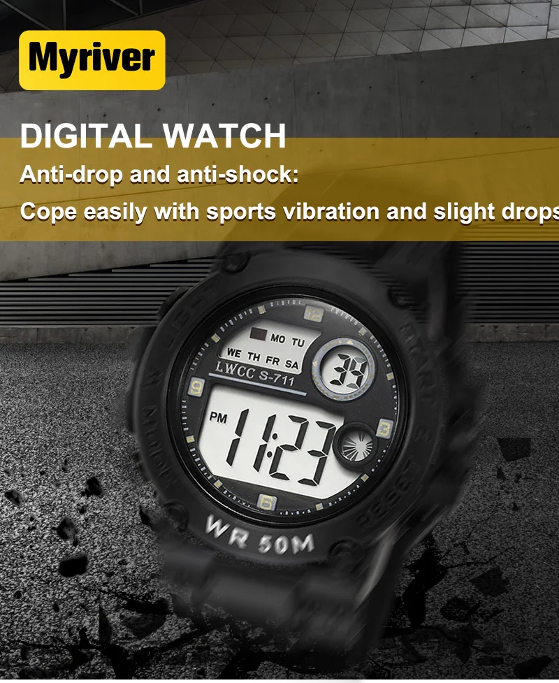 Myriver Casual Digital Sport Waterproof Couple Watches Men and Women