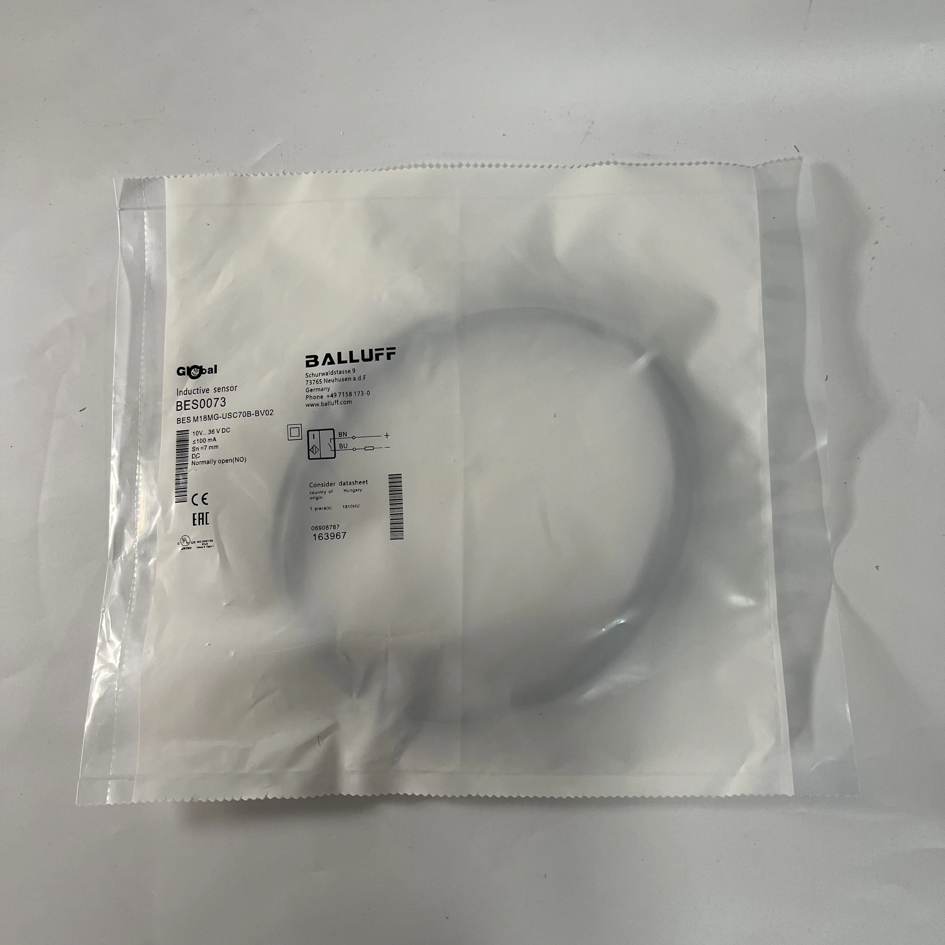 Balluff Inductive Proximity Sensor BES0073(BES M18MG-USC70B-BV02 Balluff Inductive Proximity Sensor BES0073(BES M18MG-USC70B-BV02