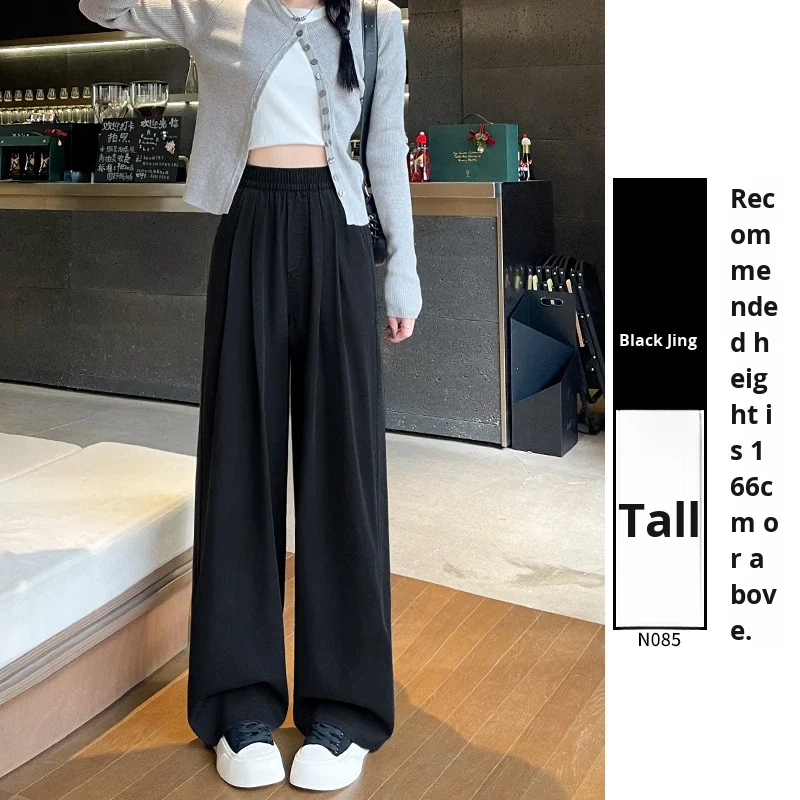 Denim Fleece-lined Women's Autumn Winter New High Waist Drapey Loose Straight Slimming Petite Wide-leg Quick Dry Vintage