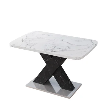 Square Dining Table Stretchable White Marble Table Top+mdf X-shape Table Leg with Metal Base Free Shipping Modern Home Furniture