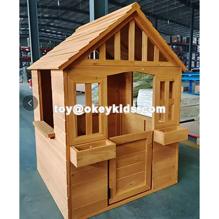 Educational Kindergarten Kids Wooden Outdoor Playhouse With Play