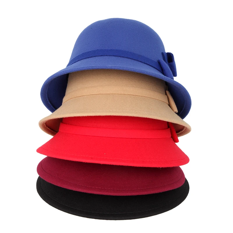 Vintage Felt Cloche Winter Floral Fedora Bucket Bowler  display picture 3