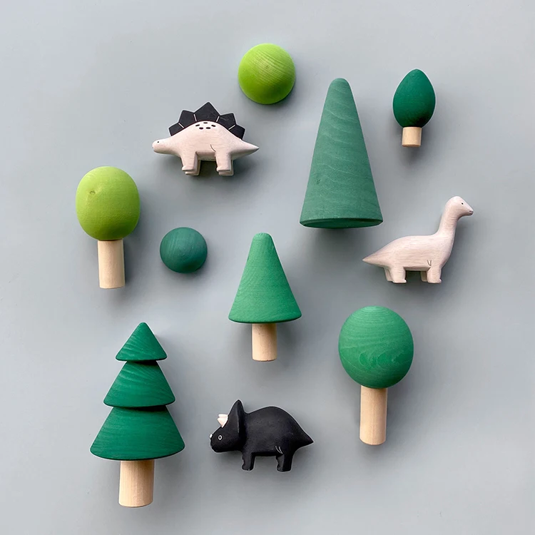 Venta caliente árbol del bosque piezas juegos de bloques de construcción  para bebés Montessori nórdico niños madera Waldorf juguetes educativos