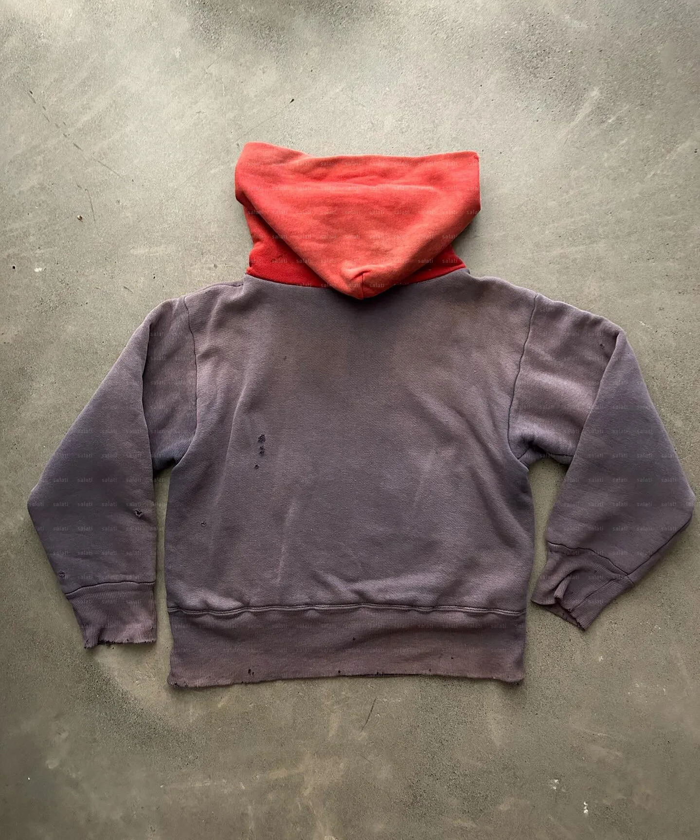 Pullover Cropped Hoodie Manufacturers Cotton Patchwork Two Tone Mineral Blank Distressed Vintage Sun Faded Acid Wash Hoddies Men gallery 2