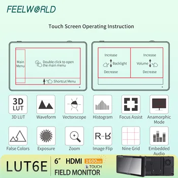 FEELWORLD LUT6E DSLR Camera Field Monitor, 1600nits Sunlight Visible, 3D LUT Support, OEM/ODM Available, Bulk Order detail image