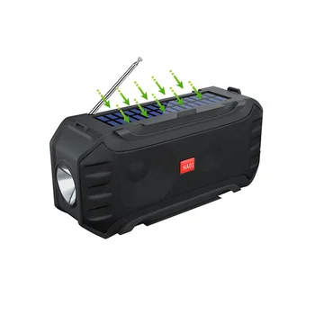 Emergency Solar Powered Flashlight Wireless Portable Speaker 3 in 1 TF USB FM Radio Bluetooth Speaker