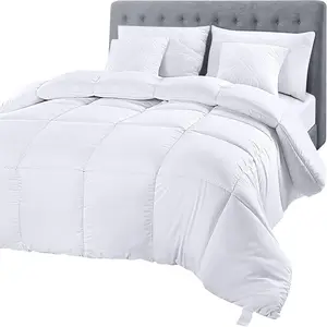 300GSM Luxury White Microfiber Breathable Quilted Comforter Hotel and Home Use Duvet Insert All Season Organic Alternative Style