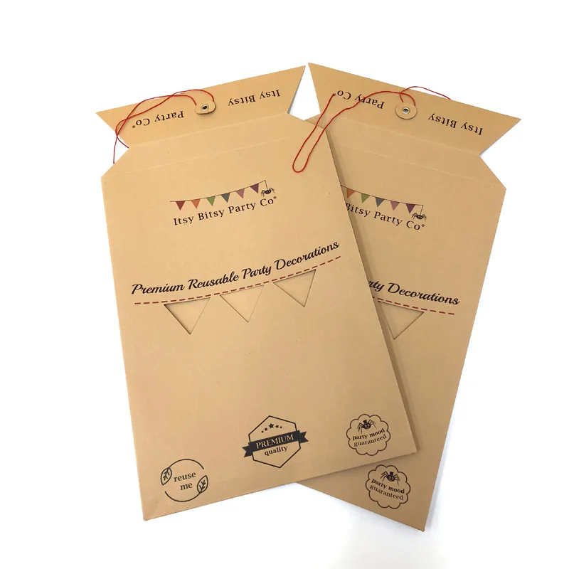 Custom Printed Craft Stay Flat Mailers Rigid Kraft Mailing Postal Express  Expandable Cardboard Envelope Button Envelopes for Cl