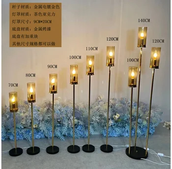 2024 new wedding props candlestick decorative lights wedding ornaments wrought iron acrylic luminous road lead