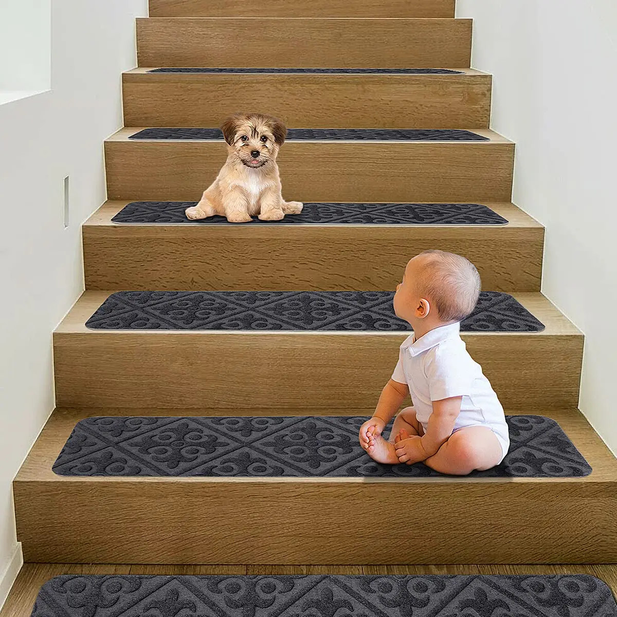 Stair Treads For Wooden Steps Indoor Nonslip Stair Treads Carpet Self Adsorbing Rugs Brushed