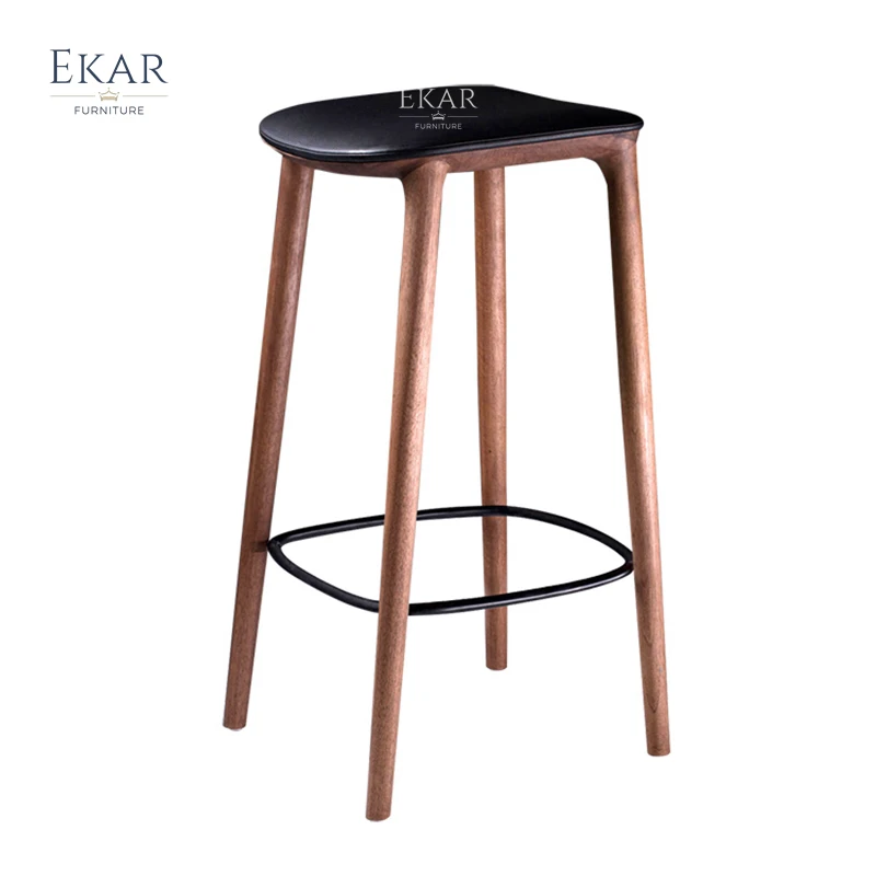 Simple Design Faux Leather Wooden Bar Counter Chair Bar Stool manufacture