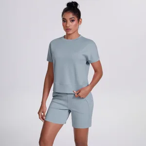 2Piece Workout Yoga Suit Set for WomenCustom Logo  Fitness Clothing Top and Short Gym ActiveWear