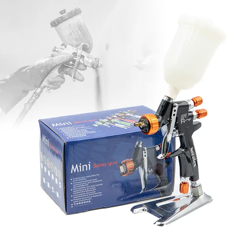 HVLP Mini Spray Gun Gravity Feed Air Spray Paint Gun 1.0mm Nozzle, 250ml Cup for Car Prime Wall Painting Wall Surface Spraying