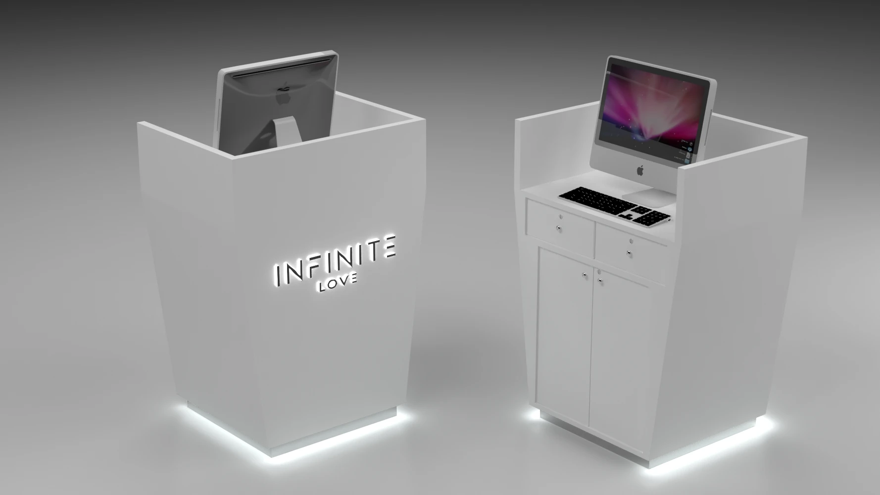 Elegant and Fragrant Perfume Kiosk Mall Stand Cosmetics Kiosk Design Display Showcase in Mall Perfume Kiosk with Lights