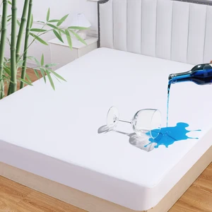 Water and Dust Proof Bamboo Fabric Mattress Cover Single and Double Bed Plain Style Waterproof Bed Mattress Covers