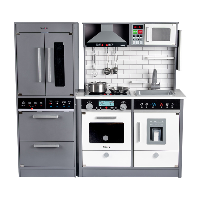 Детская деревянная игрушечная плита и холодильник с подсветкой и музыкой, забавная мебель, деревянная игрушка, большие кухни в Северной Европе