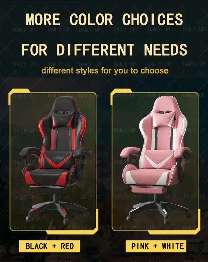 Swivel Adjustable Leather Gaming Chair With Headrest Faux Leather Silla Gaming Office Computer Racing Chair For E-Sport Gamers